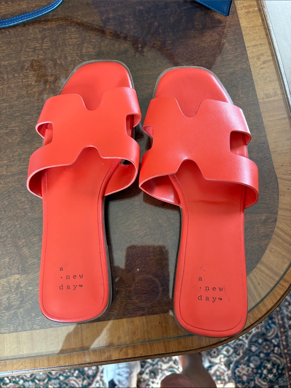 a new day Bright Red Cutout Slide Sandals